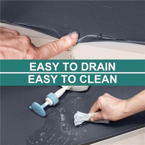 Under Sink Mat, 34" x 22" Waterproof Silicone Under Sink Tray  (Grey) - Picture 3 of 7